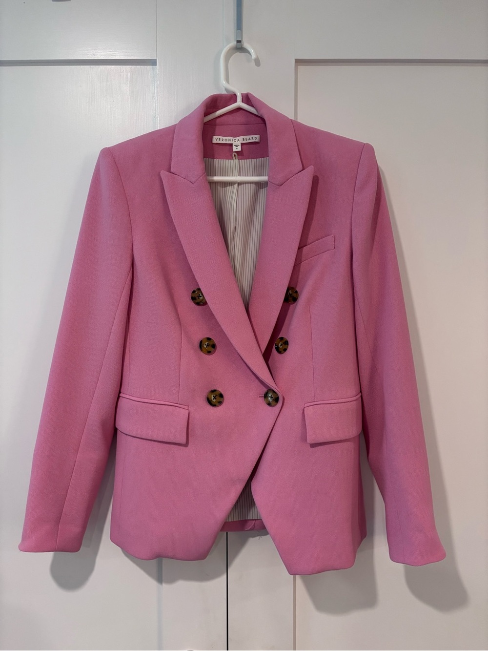 Veronica Beard Pink Double-Breasted Miller Dickey Blazer